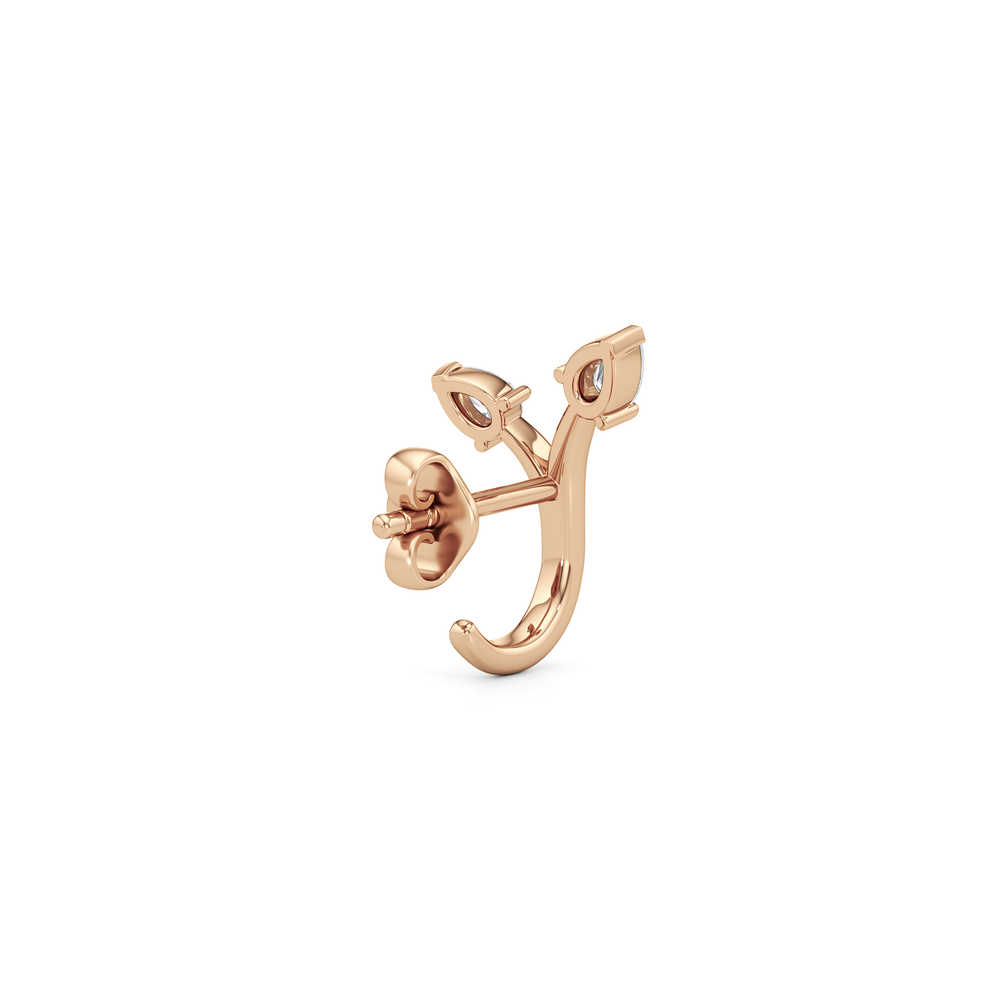 The Vine Sculpted Hoops with 14KT Rose Gold / Lab / 1/4 Cut Diamond in 14KT Rose Gold / Lab / 1/4 view 5
