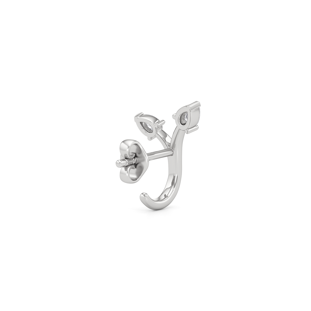 The Vine Sculpted Hoops with 14KT White Gold / Lab / 1/4 Cut Diamond in 14KT White Gold / Lab / 1/4 view 5
