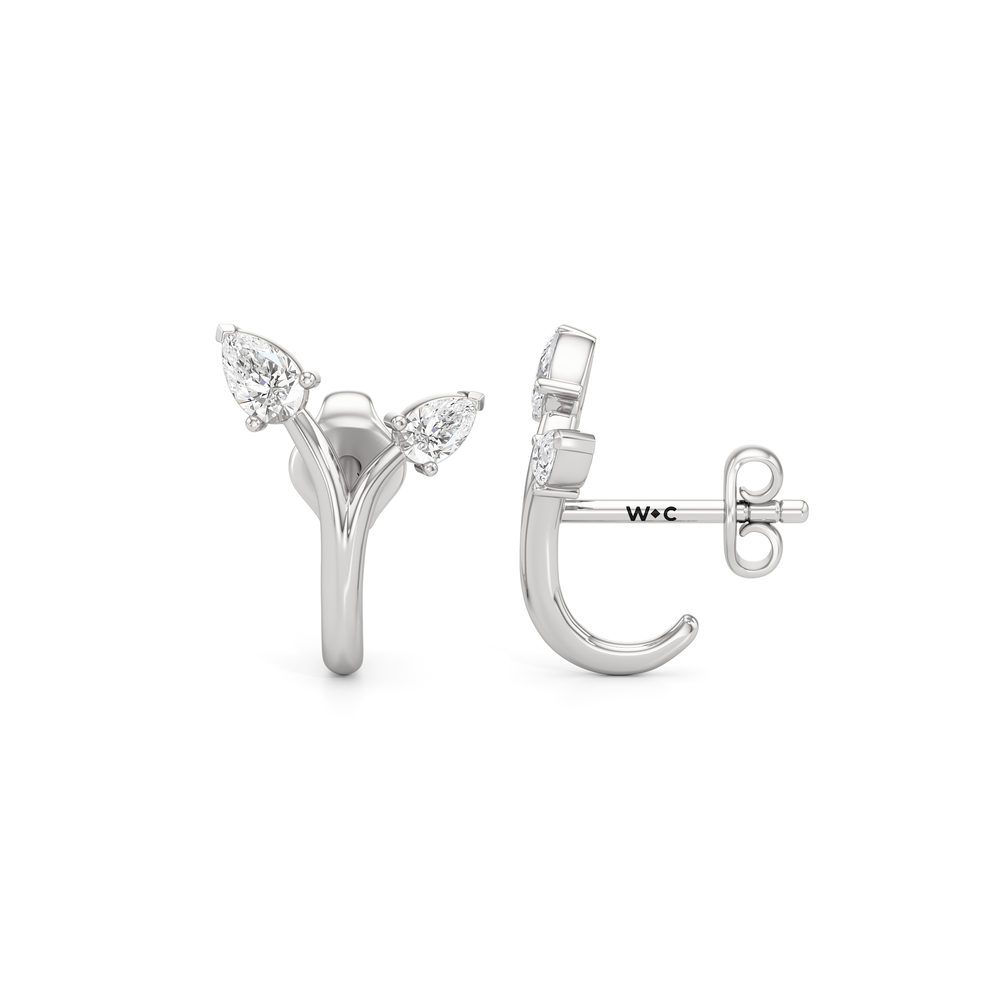 The Vine Sculpted Hoops with 14KT White Gold / Lab / 1/4 Cut Diamond in 14KT White Gold / Lab / 1/4 view 6

