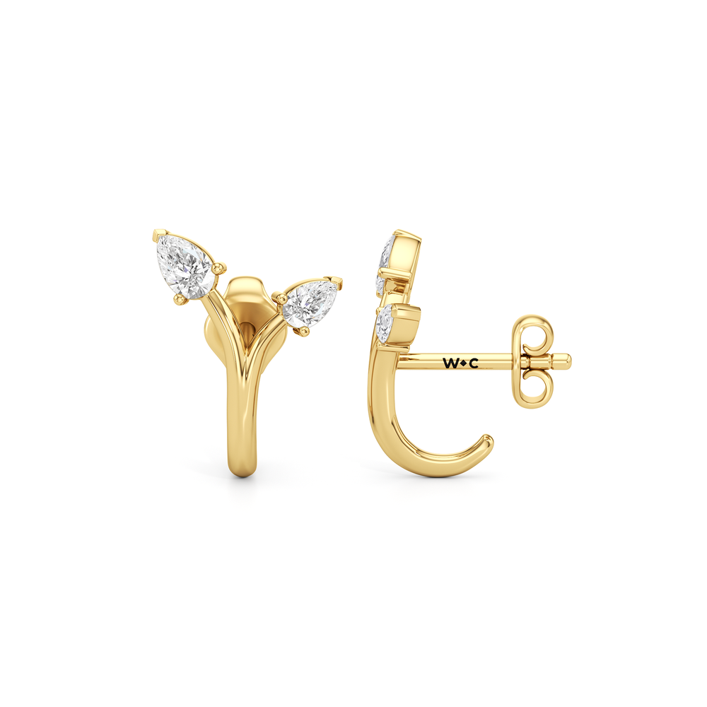 The Vine Sculpted Hoops with 14KT Yellow Gold / Lab / 1/4 Cut Diamond in 14KT Yellow Gold / Lab / 1/4 view 6
