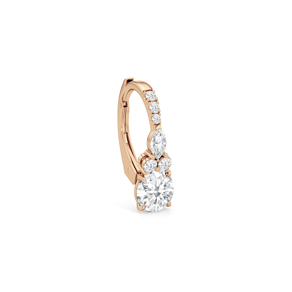 Fine Trio Pavé Accent Earrings with 14KT Rose Gold / Lab / 1 1/4 Cut Diamond in 14KT Rose Gold / Lab / 1 1/4 view 4
