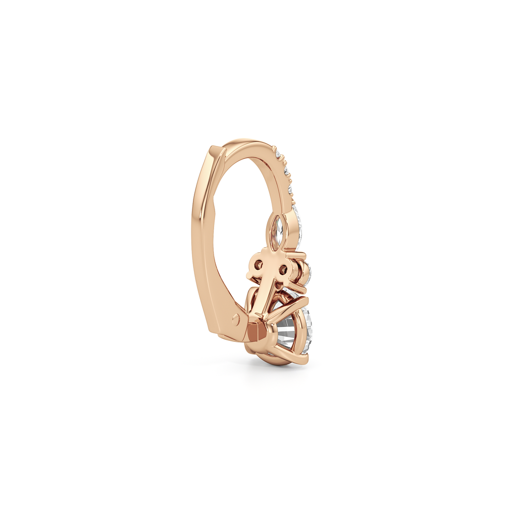 Fine Trio Pavé Accent Earrings with 14KT Rose Gold / Lab / 1 1/4 Cut Diamond in 14KT Rose Gold / Lab / 1 1/4 view 5
