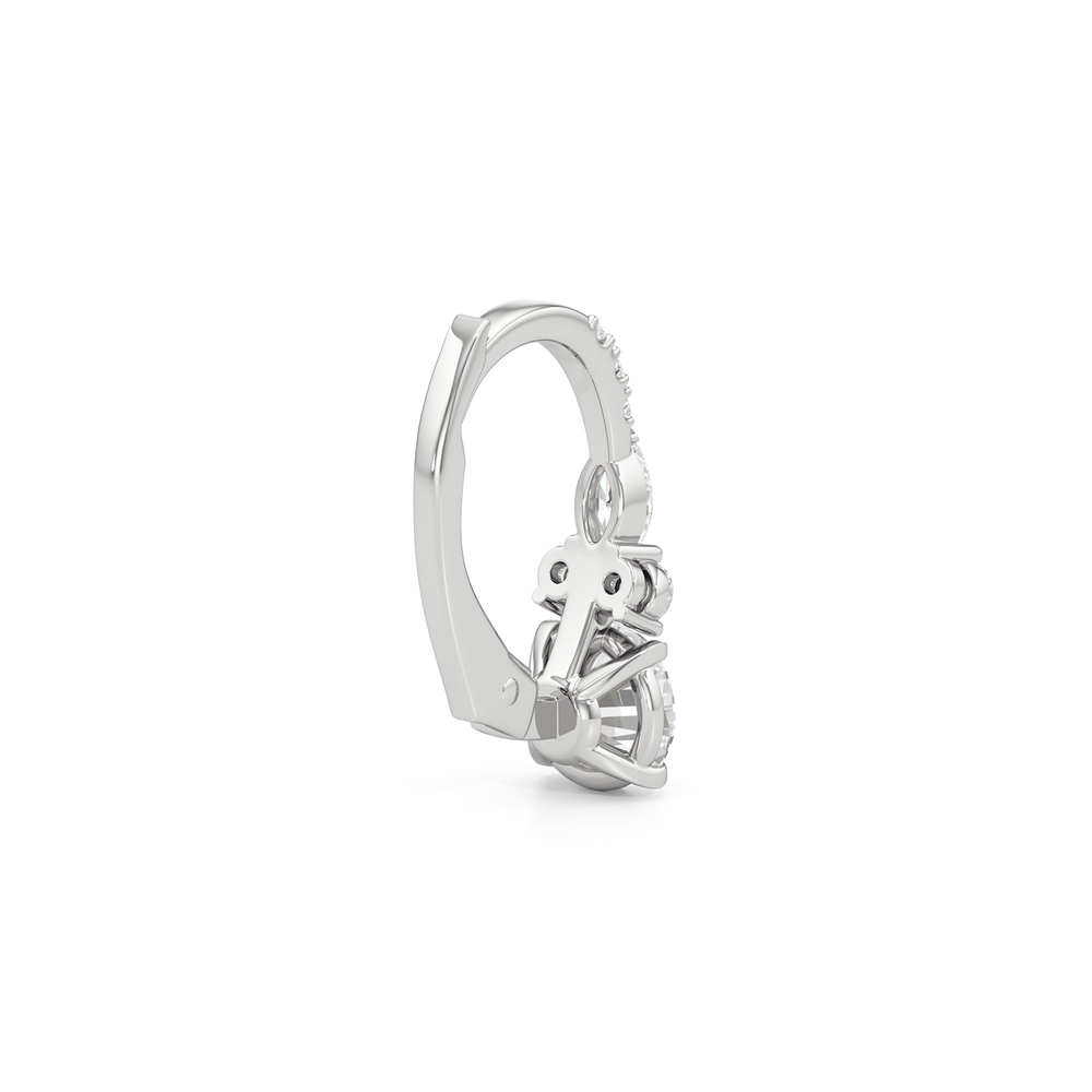 Fine Trio Pavé Accent Earrings with 14KT White Gold / Lab / 1 1/4 Cut Diamond in 14KT White Gold / Lab / 1 1/4 view 5
