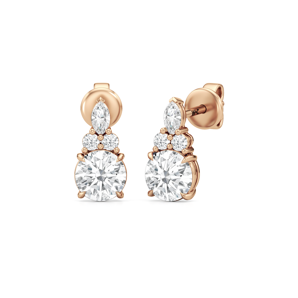 Fine Trio Studs with 14KT Rose Gold / Lab / 1 3/4 Cut Diamond in 14KT Rose Gold / Lab / 1 3/4 view 1
