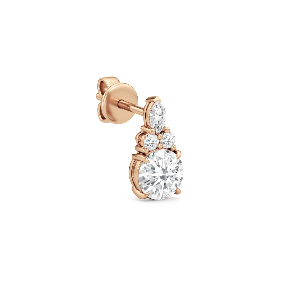 Fine Trio Studs with 14KT Rose Gold / Lab / 1 3/4 Cut Diamond in 14KT Rose Gold / Lab / 1 3/4 view 4
