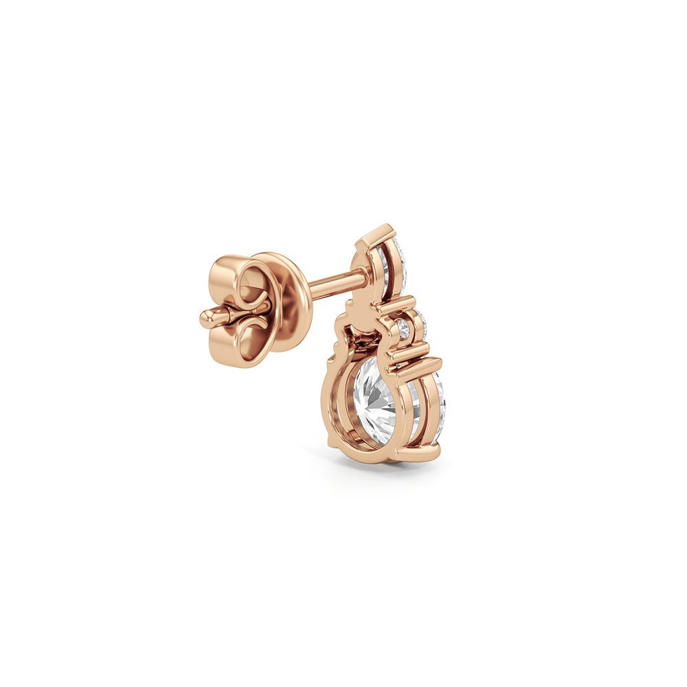 Fine Trio Studs with 14KT Rose Gold / Lab / 1 3/4 Cut Diamond in 14KT Rose Gold / Lab / 1 3/4 view 5
