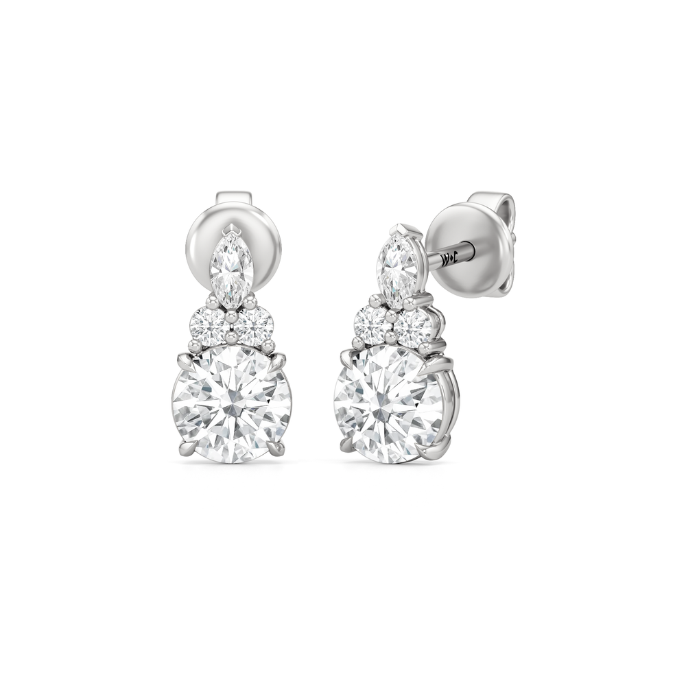 Fine Trio Studs with 14KT White Gold / Lab / 1 3/4 Cut Diamond in 14KT White Gold / Lab / 1 3/4 view 1

