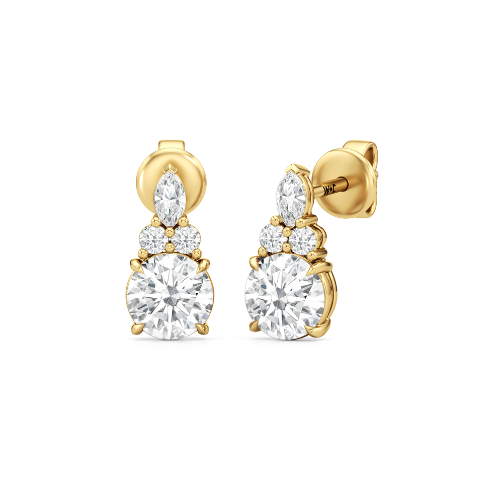 Fine Trio Studs with 14KT Yellow Gold / Lab / 1 3/4 Cut Diamond in 14KT Yellow Gold / Lab / 1 3/4 view 1
