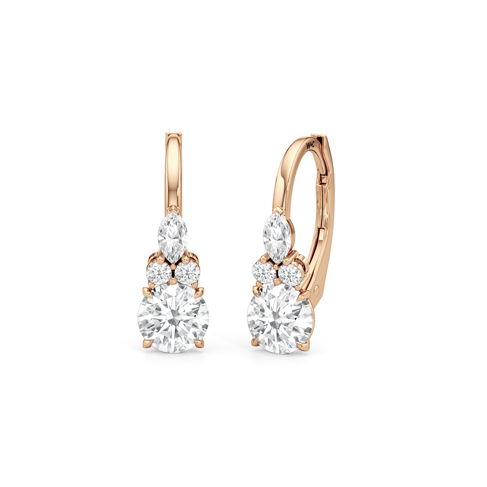 Fine Trio Accent Earrings with 14KT Rose Gold / Lab / 1 1/4 Cut Diamond in 14KT Rose Gold / Lab / 1 1/4 view 1
