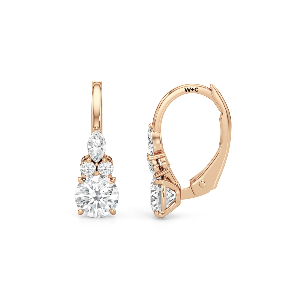 Fine Trio Accent Earrings with 14KT Rose Gold / Lab / 1 1/4 Cut Diamond in 14KT Rose Gold / Lab / 1 1/4 view 6
