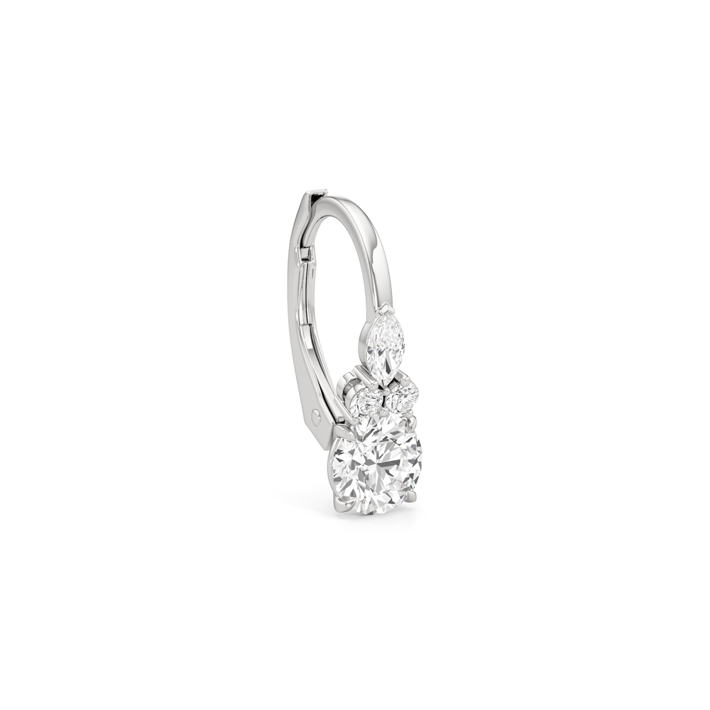 Fine Trio Accent Earrings with 14KT White Gold / Lab / 1 1/4 Cut Diamond in 14KT White Gold / Lab / 1 1/4 view 4
