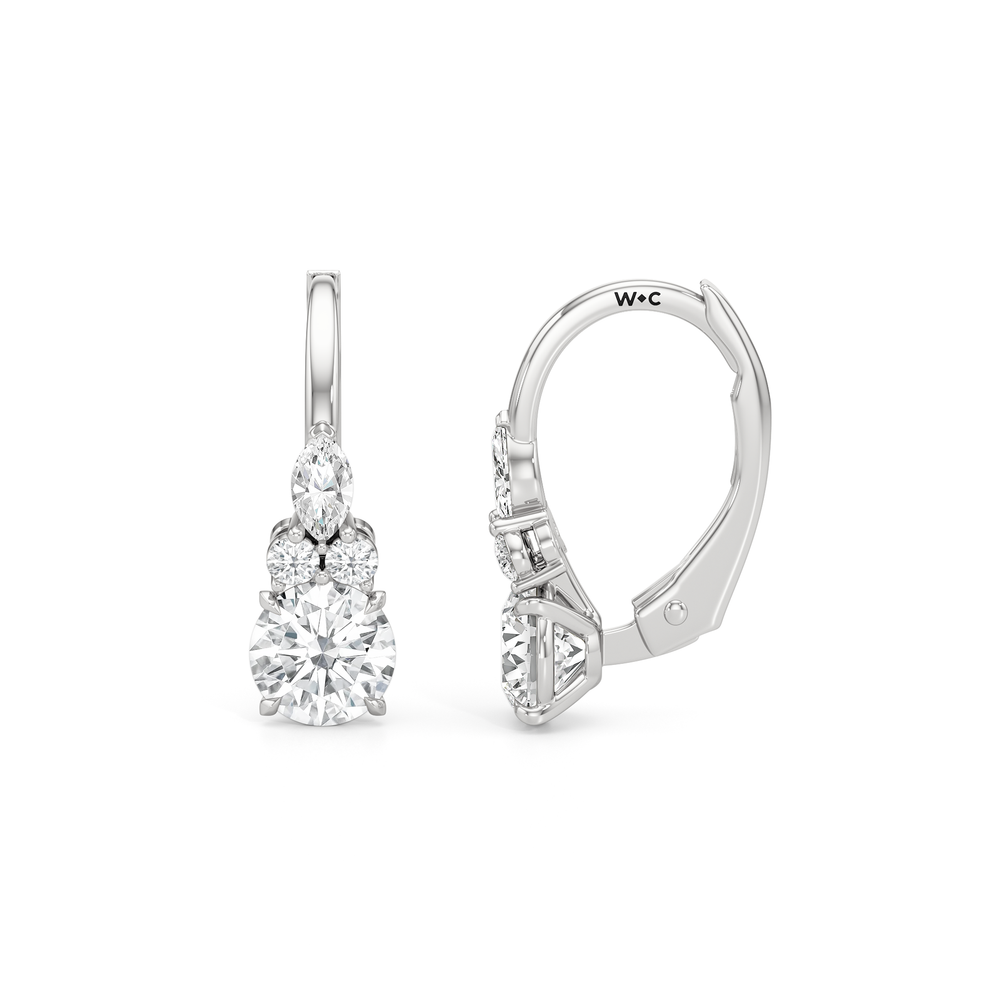 Fine Trio Accent Earrings with 14KT White Gold / Lab / 1 1/4 Cut Diamond in 14KT White Gold / Lab / 1 1/4 view 6
