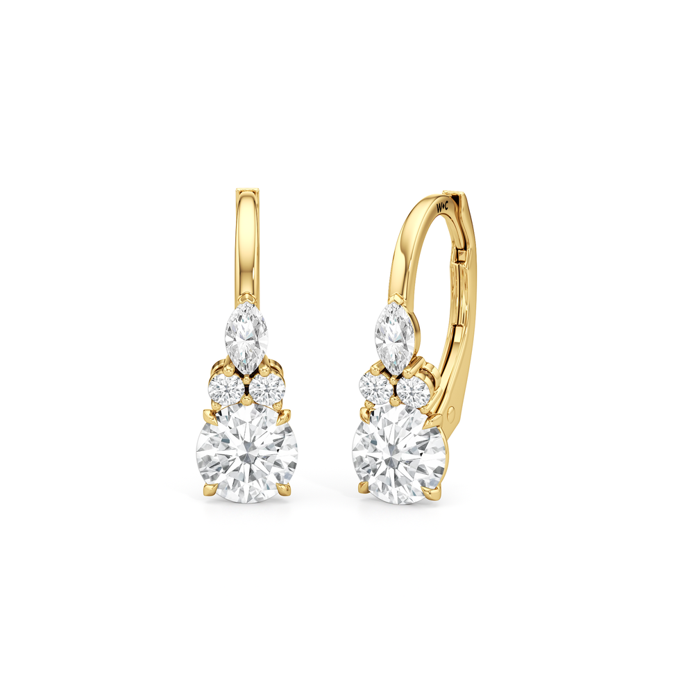 Fine Trio Accent Earrings with 14KT Yellow Gold / Lab / 1 1/4 Cut Diamond in 14KT Yellow Gold / Lab / 1 1/4 view 1
