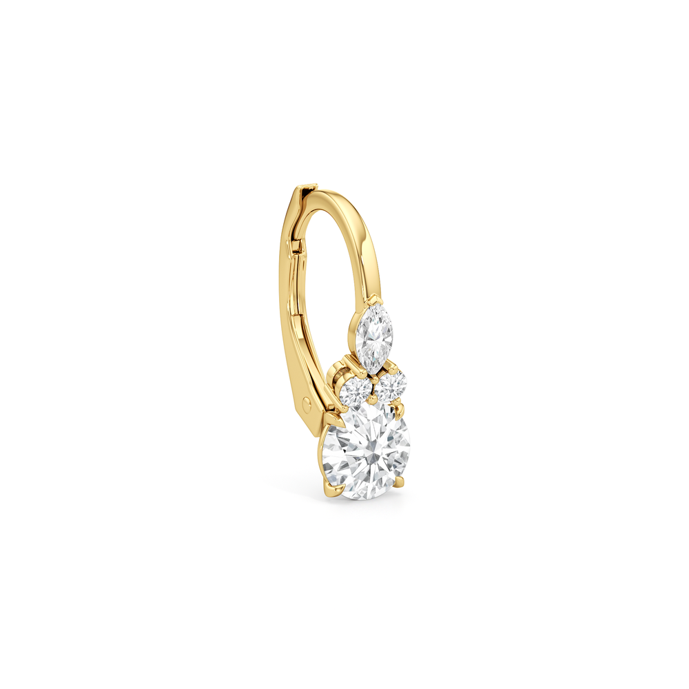 Fine Trio Accent Earrings with 14KT Yellow Gold / Lab / 1 1/4 Cut Diamond in 14KT Yellow Gold / Lab / 1 1/4 view 4
