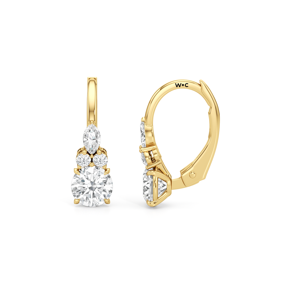 Fine Trio Accent Earrings with 14KT Yellow Gold / Lab / 1 1/4 Cut Diamond in 14KT Yellow Gold / Lab / 1 1/4 view 6
