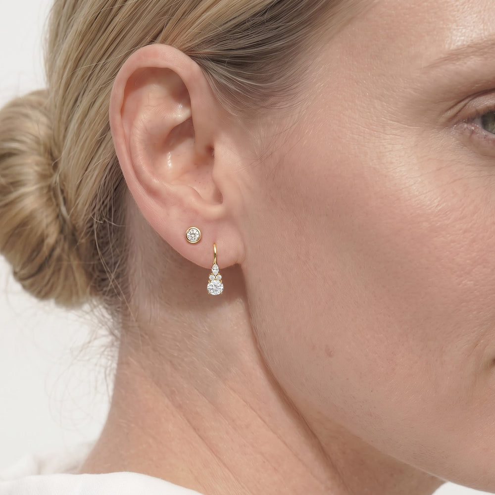 Fine Trio Accent Earrings with 14KT Rose Gold / Lab / 1 1/4 Cut Diamond in 14KT Rose Gold / Lab / 1 1/4 view 3
