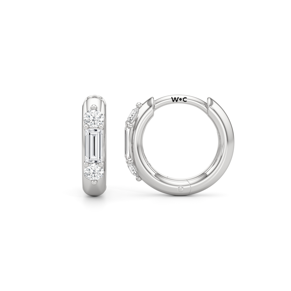 The Paige Hoops with 14KT White Gold / Lab / 3/8 Cut Diamond in 14KT White Gold / Lab / 3/8 view 6
