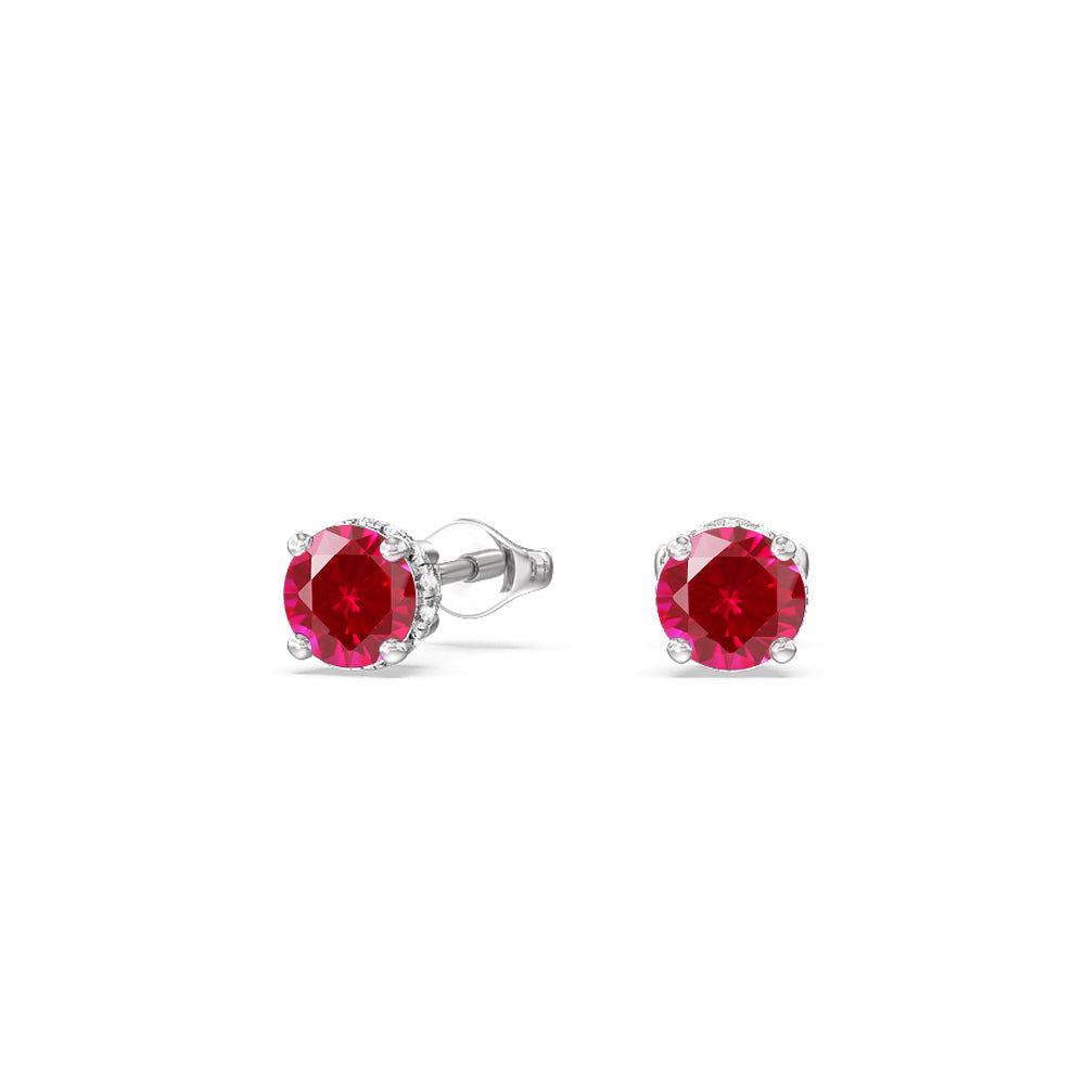 The Classic Gemstone Set with 3/8 Cut Diamond in 14KT White Gold view 4
