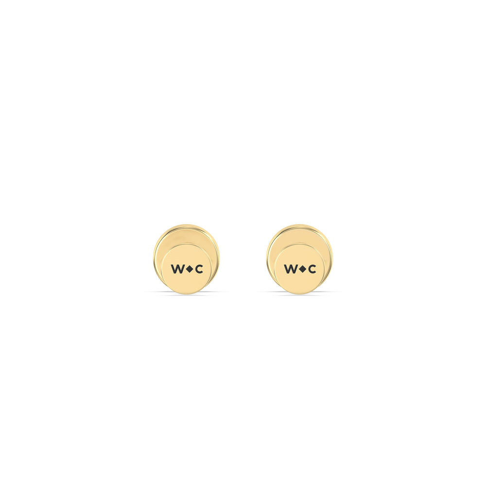 Round Bezel Flatback Studs with 14KT Yellow Gold / Single Cut Diamond in 14KT Yellow Gold / Single view 6
