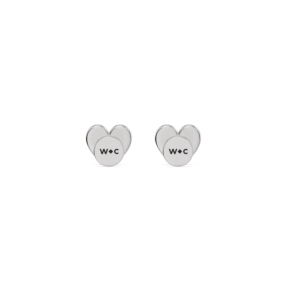 Heart Flatback Studs with 14KT White Gold / Pair Cut Diamond in 14KT White Gold / Pair view 6
