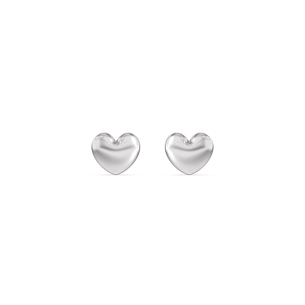Heart Flatback Studs with 14KT White Gold / Pair Cut Diamond in 14KT White Gold / Pair view 4

