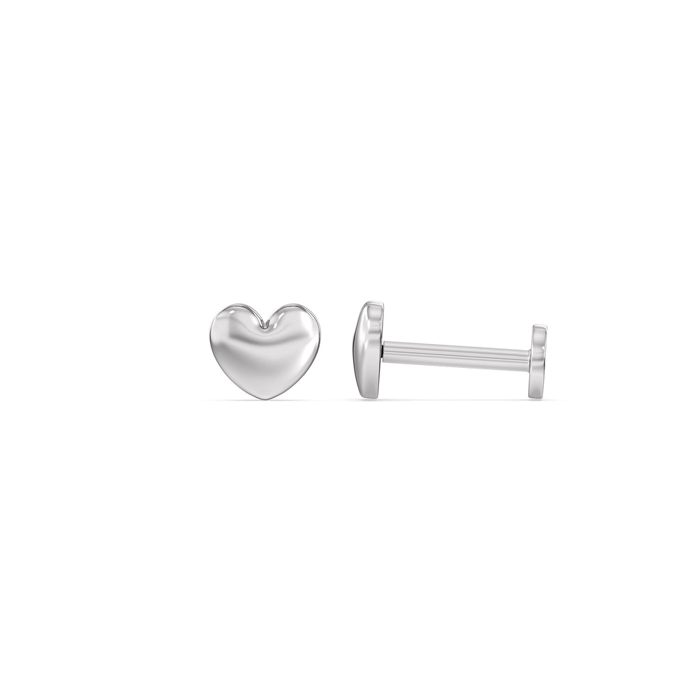 Heart Flatback Studs with 14KT White Gold / Pair Cut Diamond in 14KT White Gold / Pair view 5
