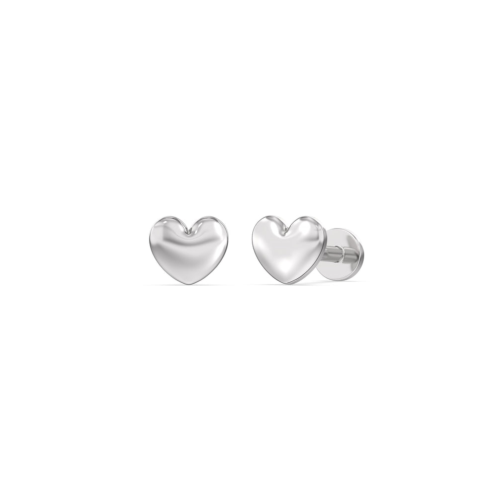 Heart Flatback Studs with 14KT White Gold / Pair Cut Diamond in 14KT White Gold / Pair view 1

