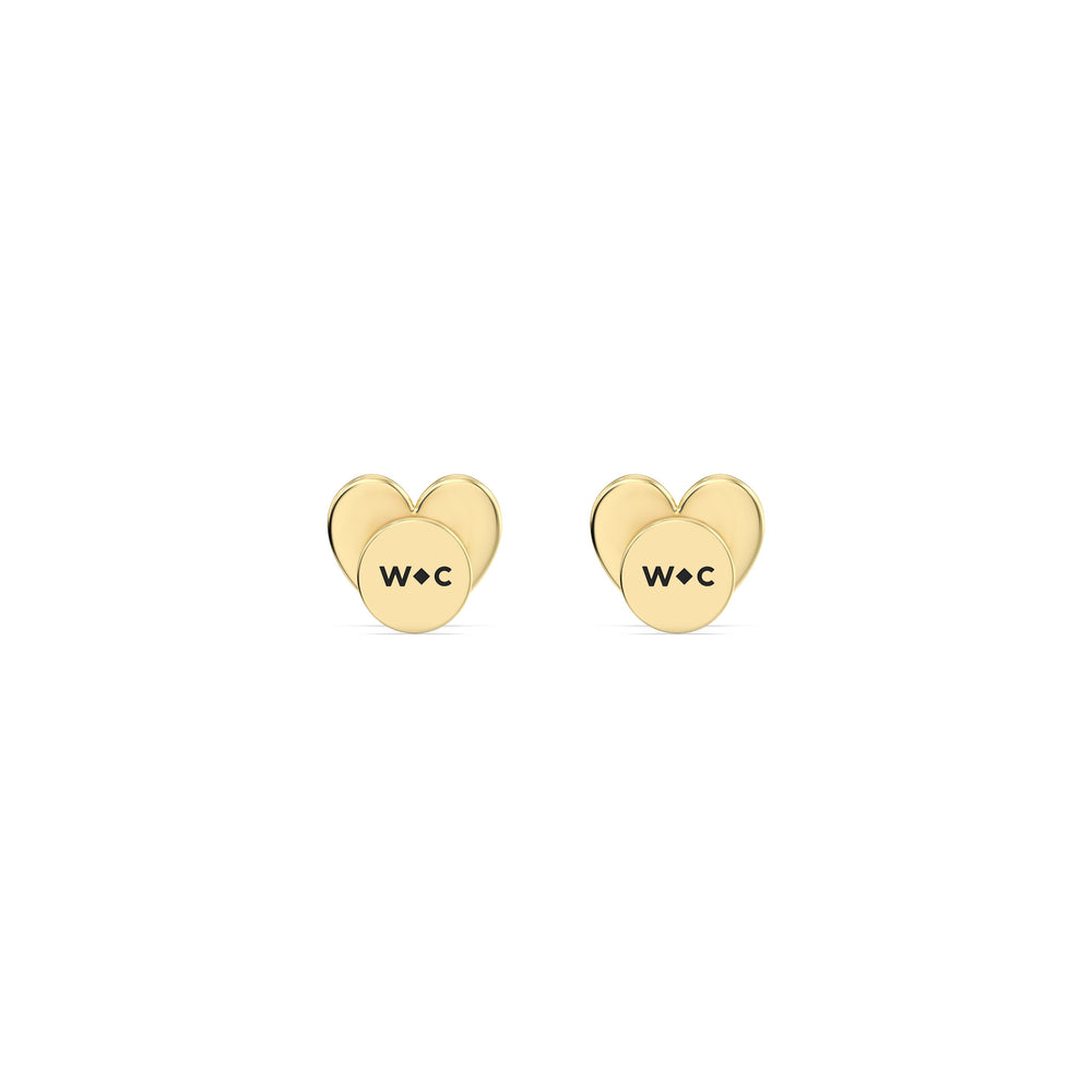 Heart Flatback Studs with 14KT Yellow Gold / Pair Cut Diamond in 14KT Yellow Gold / Pair view 6
