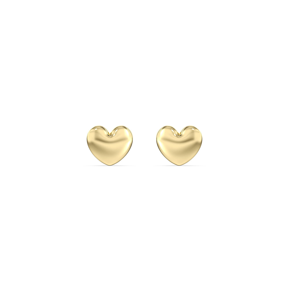 Heart Flatback Studs with 14KT Yellow Gold / Single Cut Diamond in 14KT Yellow Gold / Single view 4
