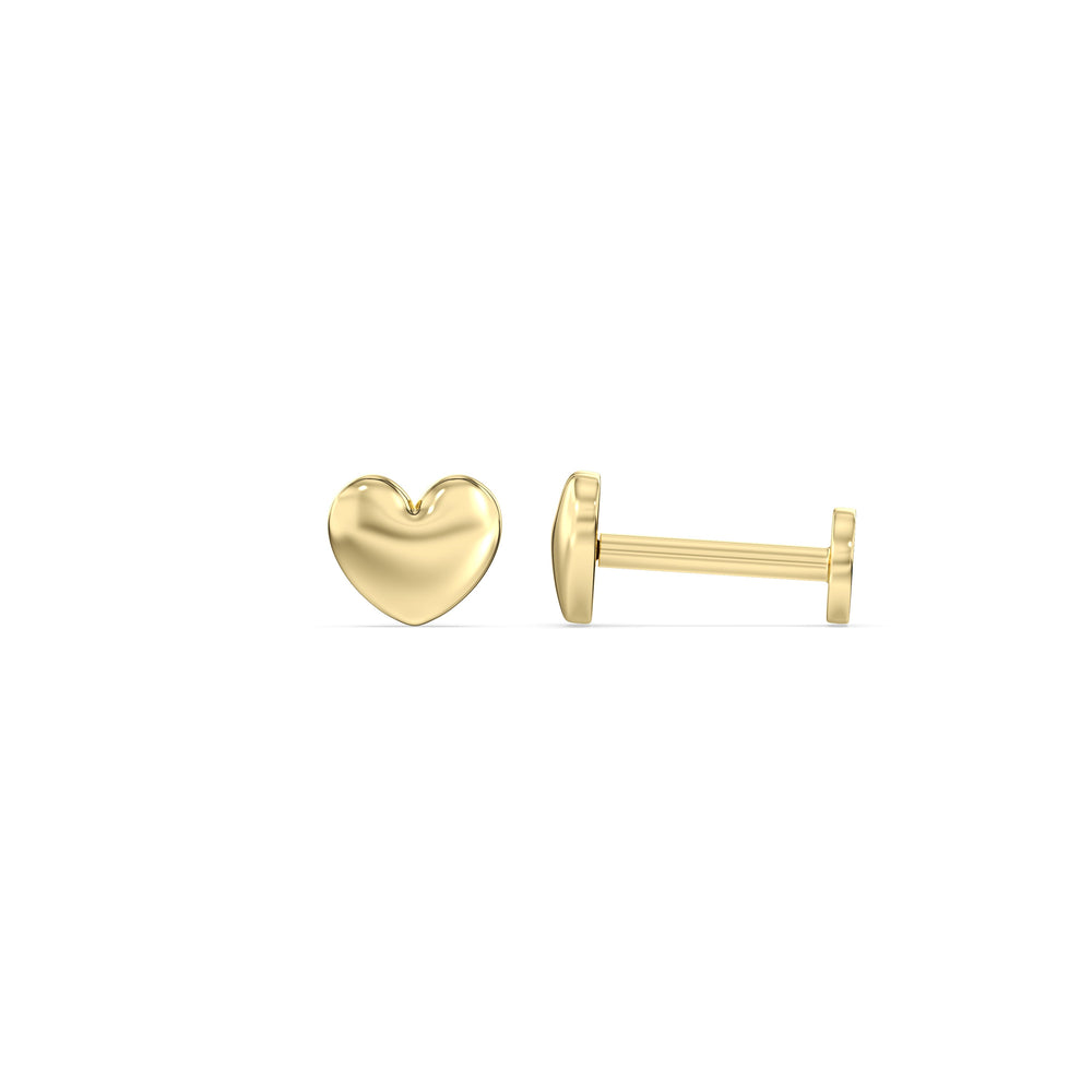 Heart Flatback Studs with 14KT Yellow Gold / Pair Cut Diamond in 14KT Yellow Gold / Pair view 5
