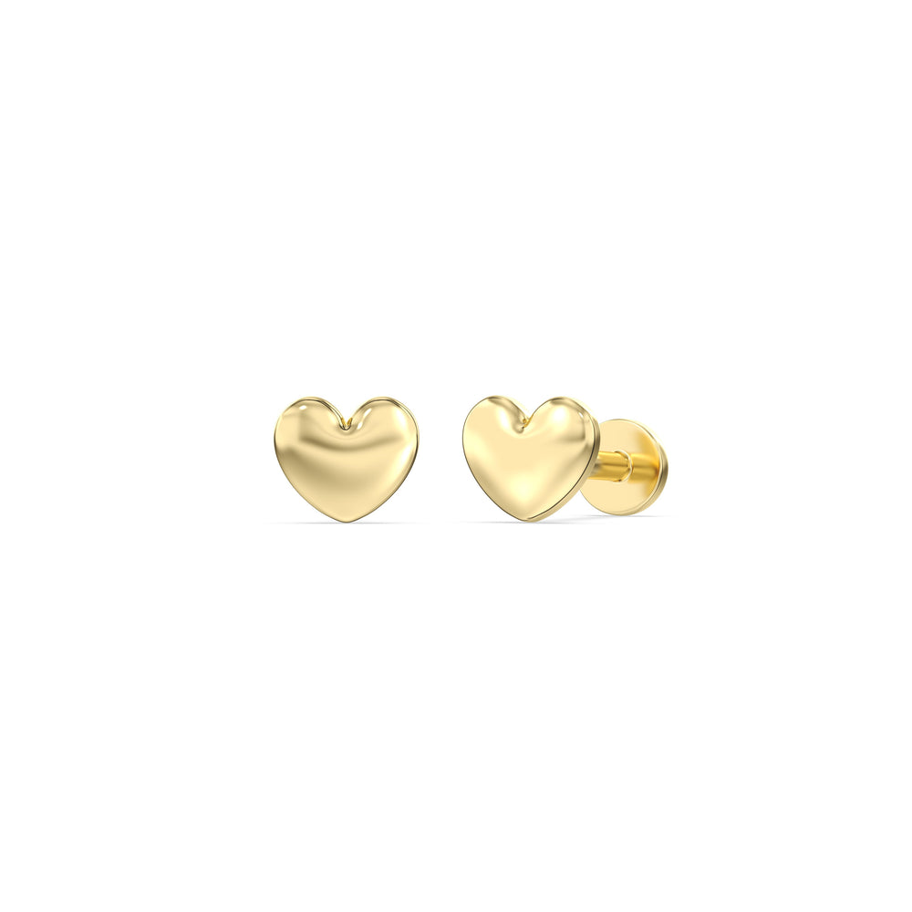 Heart Flatback Studs with 14KT Yellow Gold / Single Cut Diamond in 14KT Yellow Gold / Single view 1
