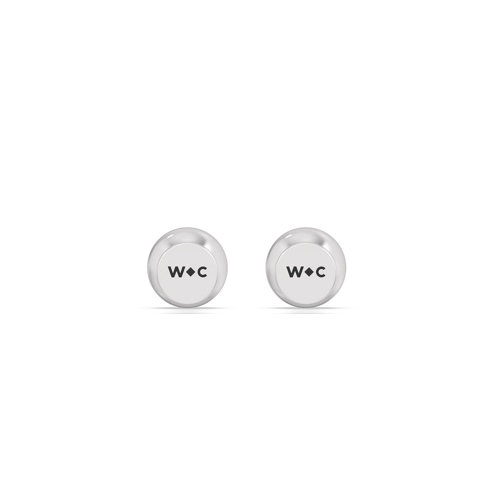 Sphere Flatback Studs with 14KT White Gold / Single Cut Diamond in 14KT White Gold / Single view 6
