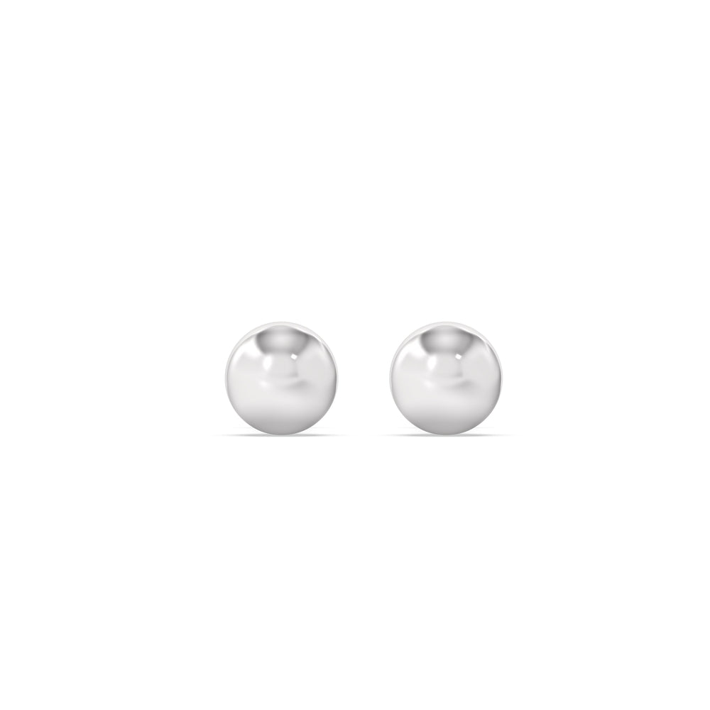 Sphere Flatback Studs with 14KT White Gold / Single Cut Diamond in 14KT White Gold / Single view 4
