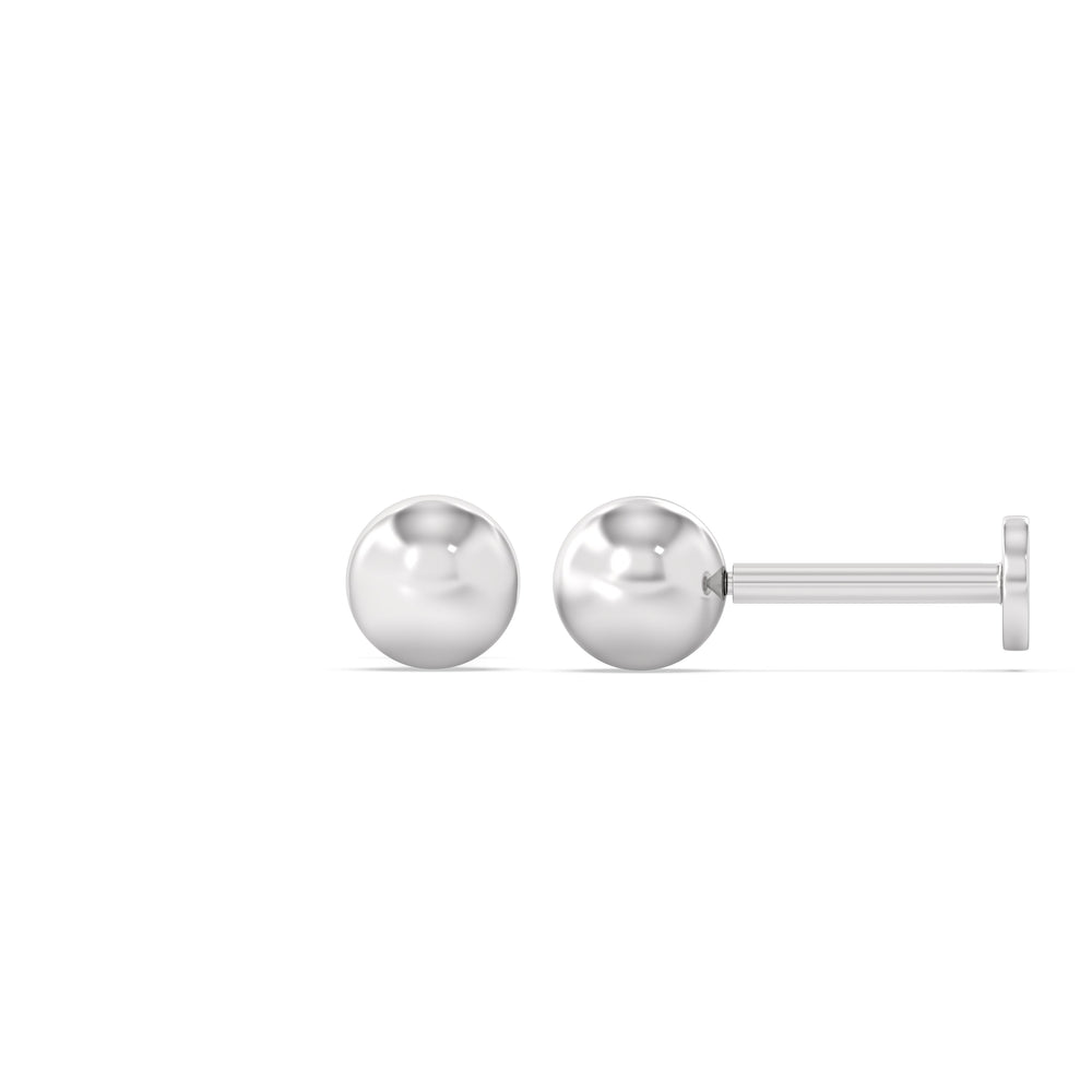 Sphere Flatback Studs with 14KT White Gold / Single Cut Diamond in 14KT White Gold / Single view 5
