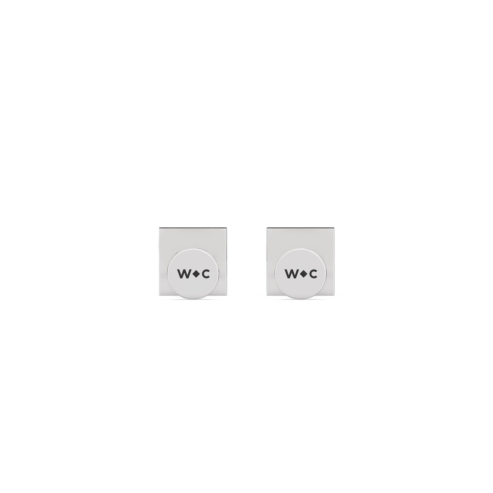 Pyramid Flatback Studs with 14KT White Gold / Pair Cut Diamond in 14KT White Gold / Pair view 6
