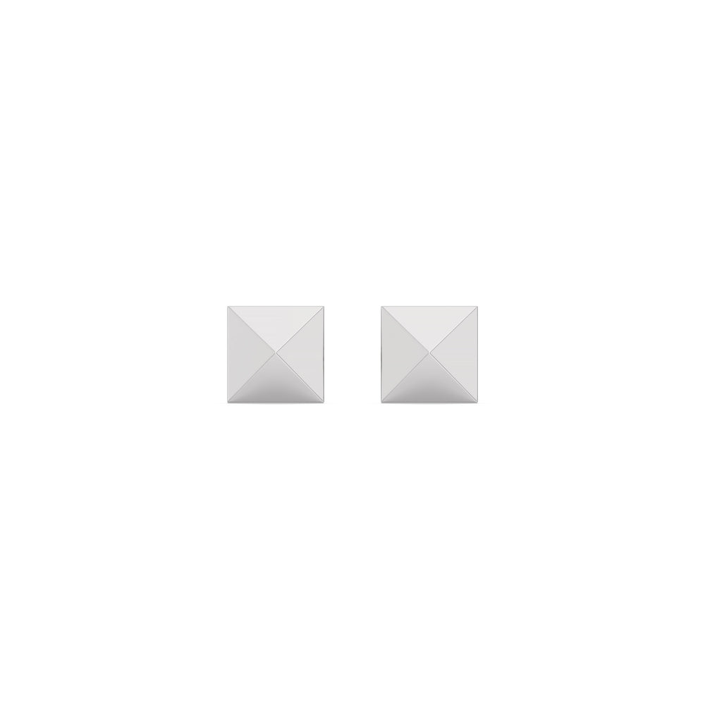 Pyramid Flatback Studs with 14KT White Gold / Single Cut Diamond in 14KT White Gold / Single view 4
