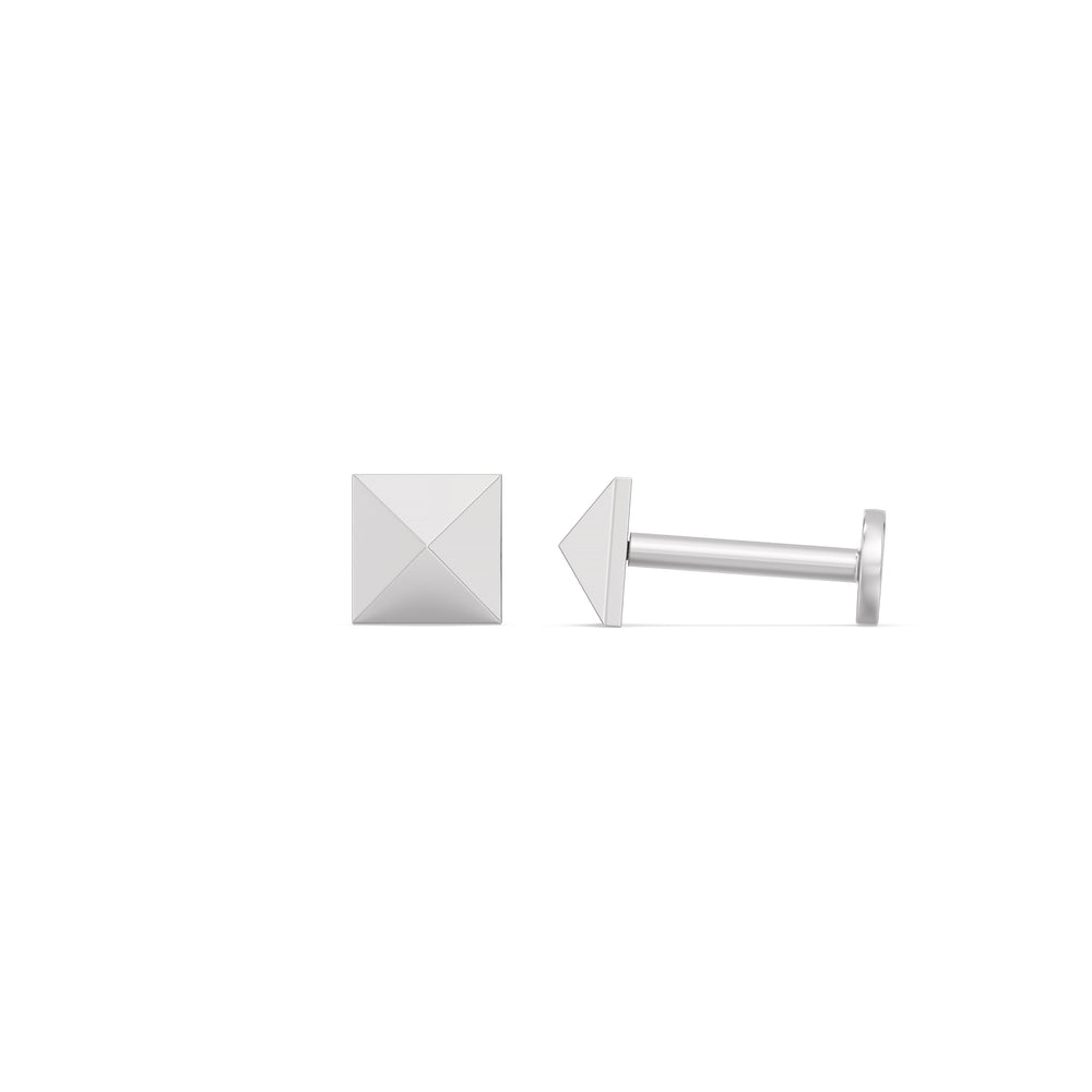 Pyramid Flatback Studs with 14KT White Gold / Pair Cut Diamond in 14KT White Gold / Pair view 5
