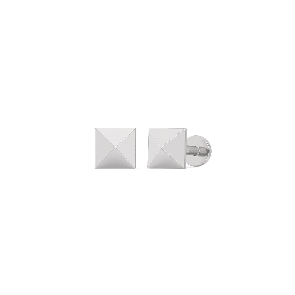 Pyramid Flatback Studs with 14KT White Gold / Pair Cut Diamond in 14KT White Gold / Pair view 1
