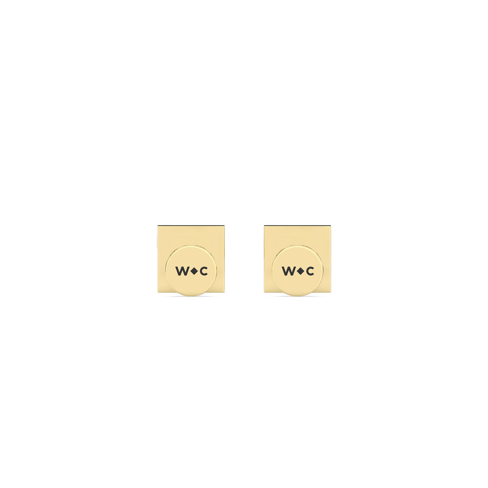 Pyramid Flatback Studs with 14KT Yellow Gold / Single Cut Diamond in 14KT Yellow Gold / Single view 6
