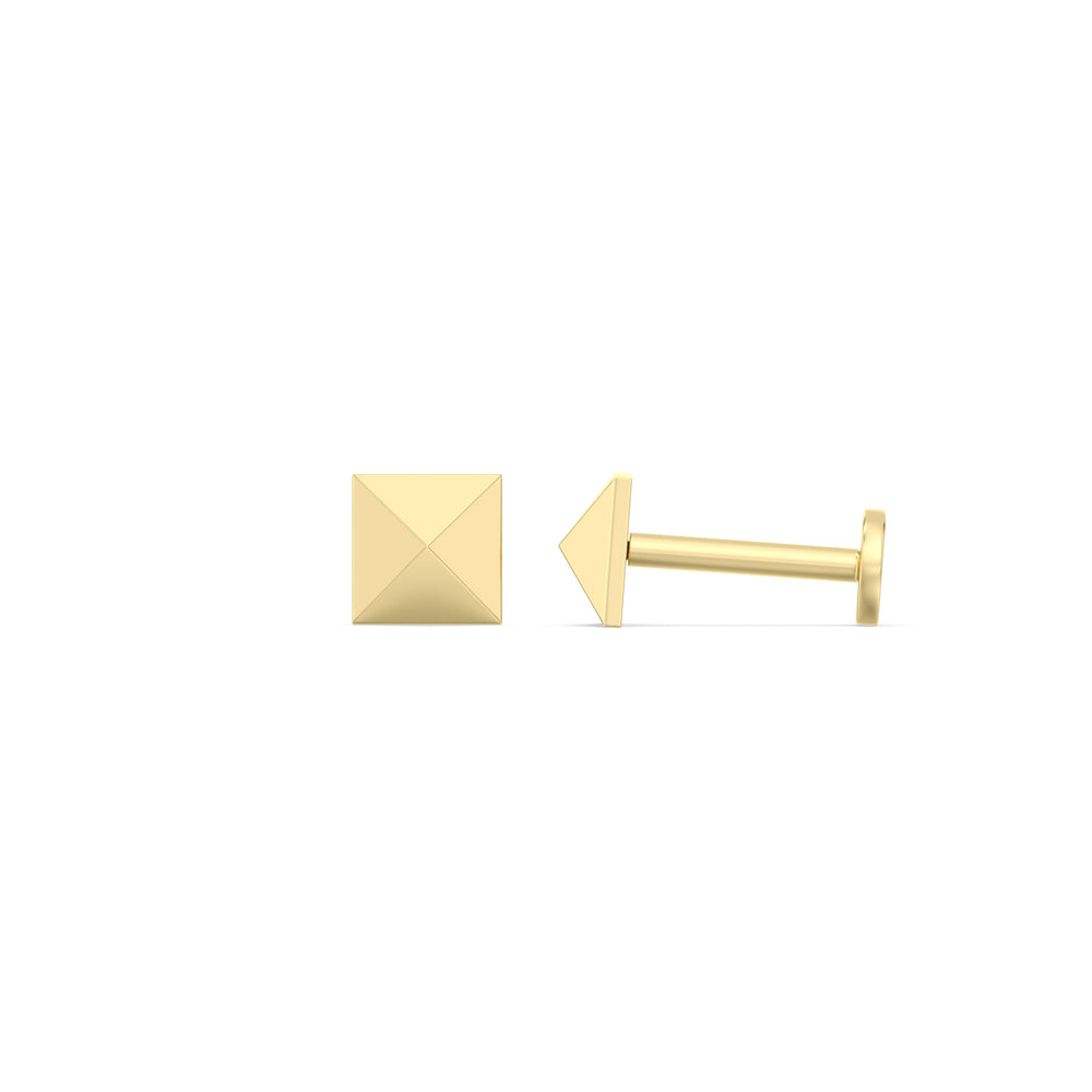Pyramid Flatback Studs with 14KT Yellow Gold / Pair Cut Diamond in 14KT Yellow Gold / Pair view 5

