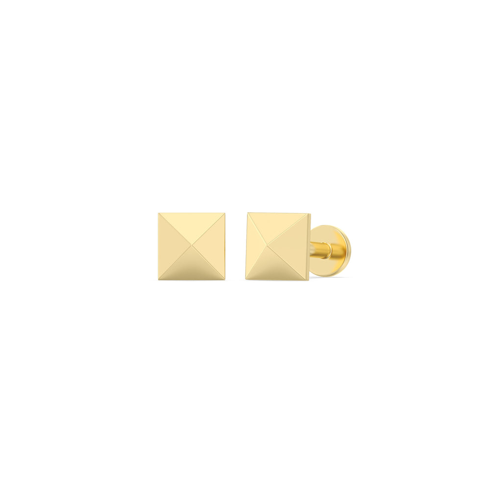 Pyramid Flatback Studs with 14KT Yellow Gold / Pair Cut Diamond in 14KT Yellow Gold / Pair view 1
