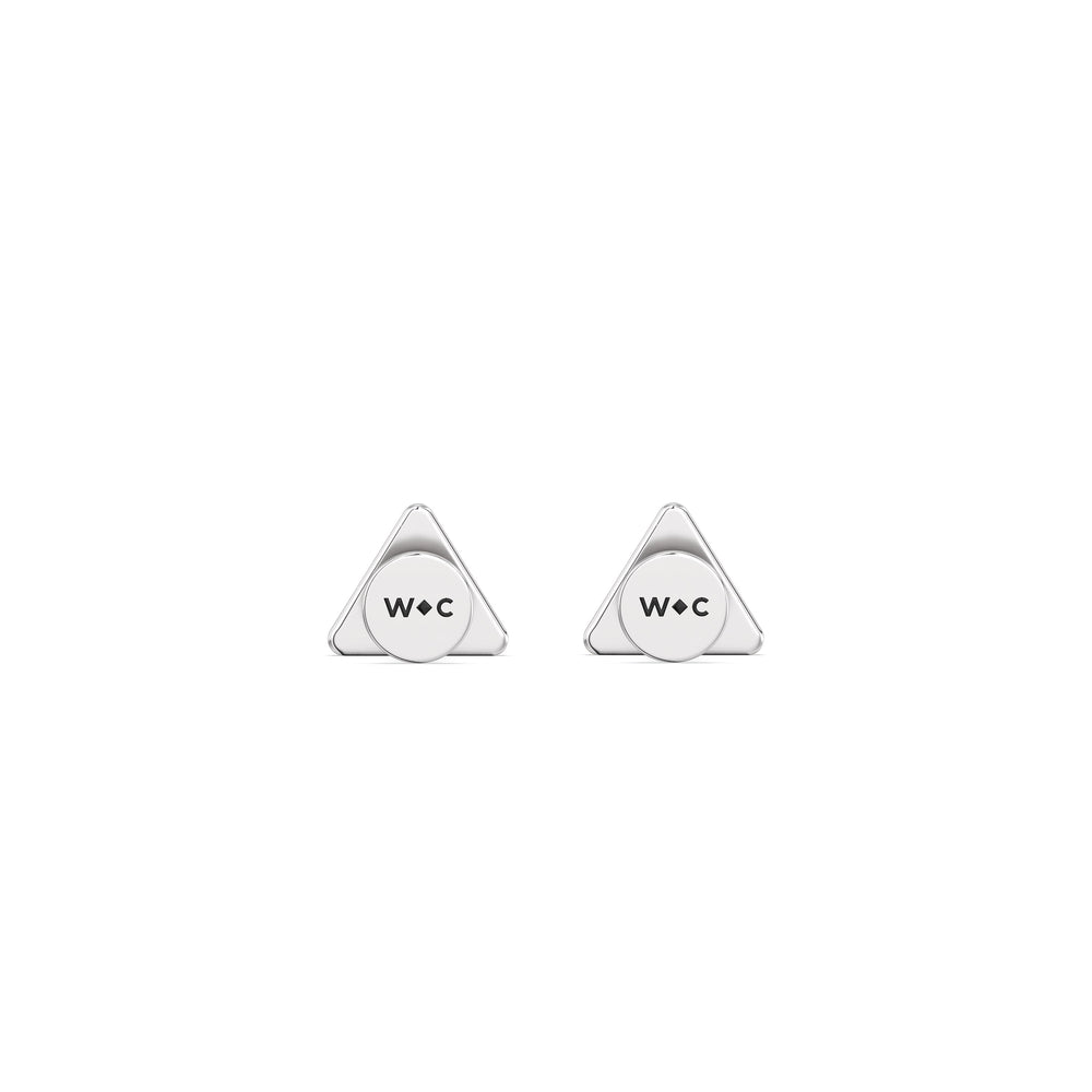 Triangle Flatback Studs with 14KT White Gold / Single Cut Diamond in 14KT White Gold / Single view 6
