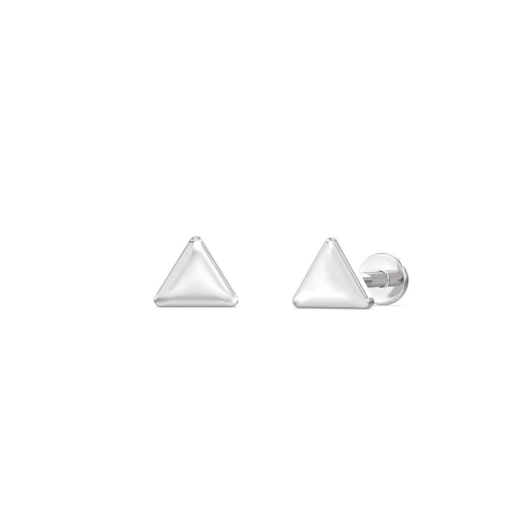 Triangle Flatback Studs with 14KT White Gold / Pair Cut Diamond in 14KT White Gold / Pair view 1
