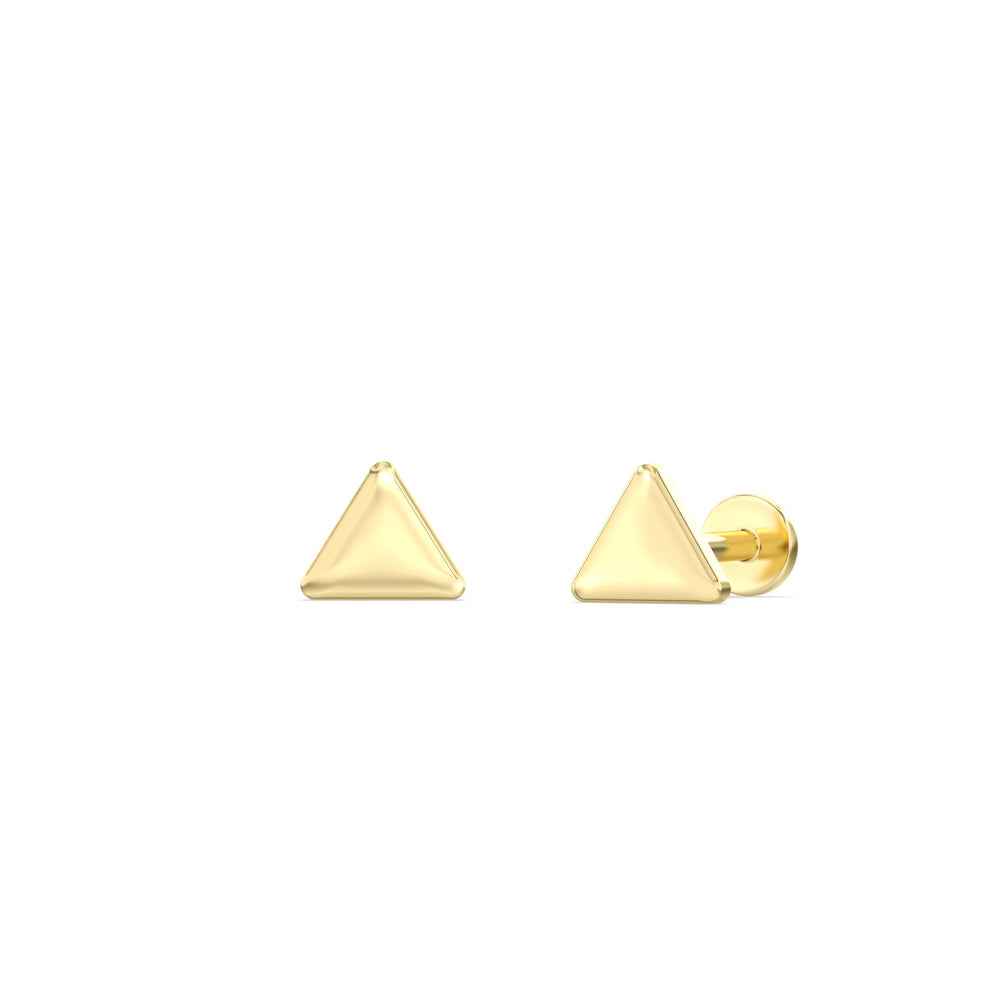 Triangle Flatback Studs with 14KT Yellow Gold / Pair Cut Diamond in 14KT Yellow Gold / Pair view 1
