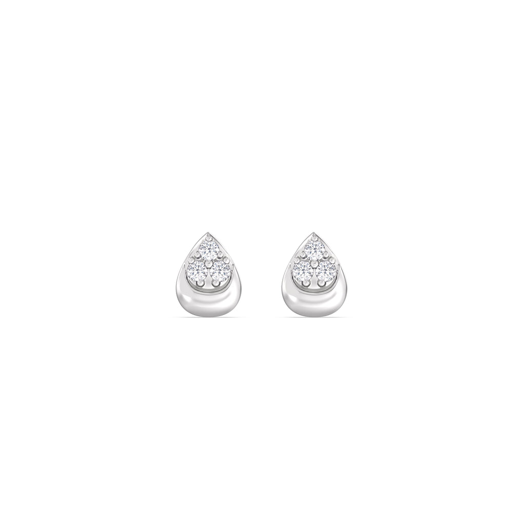 Teardrop Pear Flatback Stud with 14KT White Gold / Single Cut Diamond in 14KT White Gold / Single view 5
