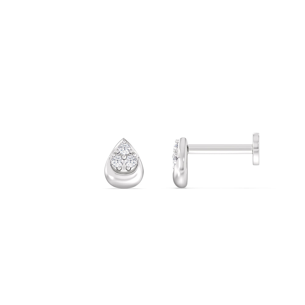 Teardrop Pear Flatback Stud with 14KT White Gold / Pair Cut Diamond in 14KT White Gold / Pair view 5
