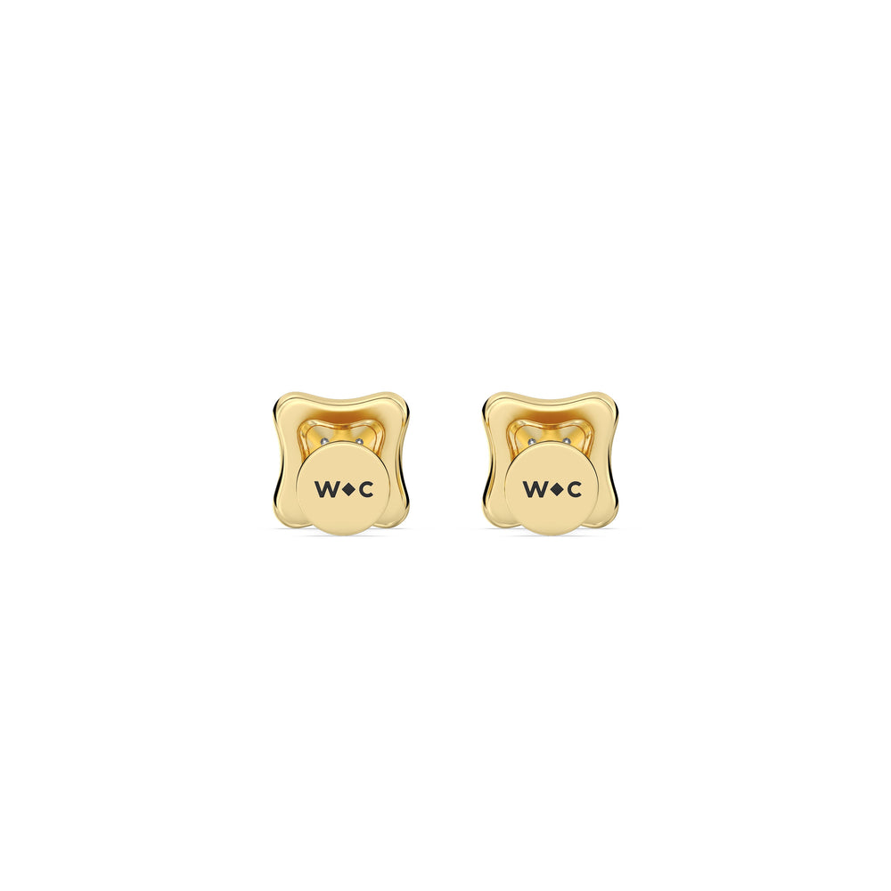 Rounded Square Flatback Studs with 14KT Yellow Gold / Pair Cut Diamond in 14KT Yellow Gold / Pair view 6
