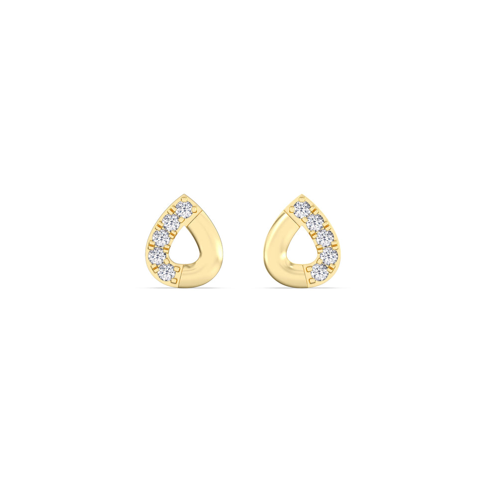 Pear Flatback Studs with 14KT Yellow Gold / Left Cut Diamond in 14KT Yellow Gold / Left view 4

