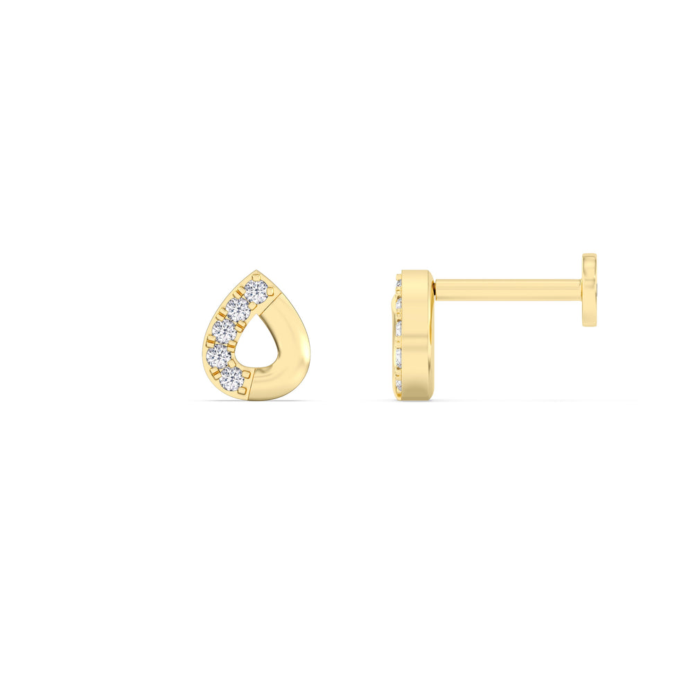 Pear Flatback Studs with 14KT Yellow Gold / Right Cut Diamond in 14KT Yellow Gold / Right view 5
