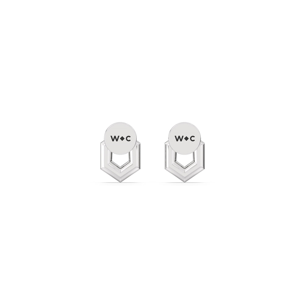 Geometric Flatback Studs with 14KT White Gold / Pair Cut Diamond in 14KT White Gold / Pair view 6
